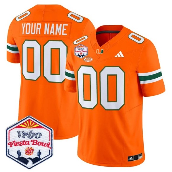 Men's Miami Hurricanes Custom Orange 2026 The Fiesta Bowl F.U.S.E. Vapor Limited Stitched Jersey