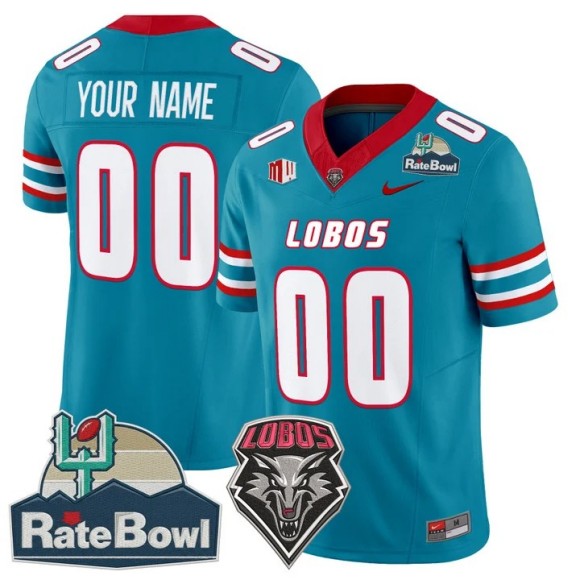 Men's New Mexico Lobos Custom Turquoise 2025-26 Rate Bowl F.U.S.E. Vapor Limited Stitched Jersey
