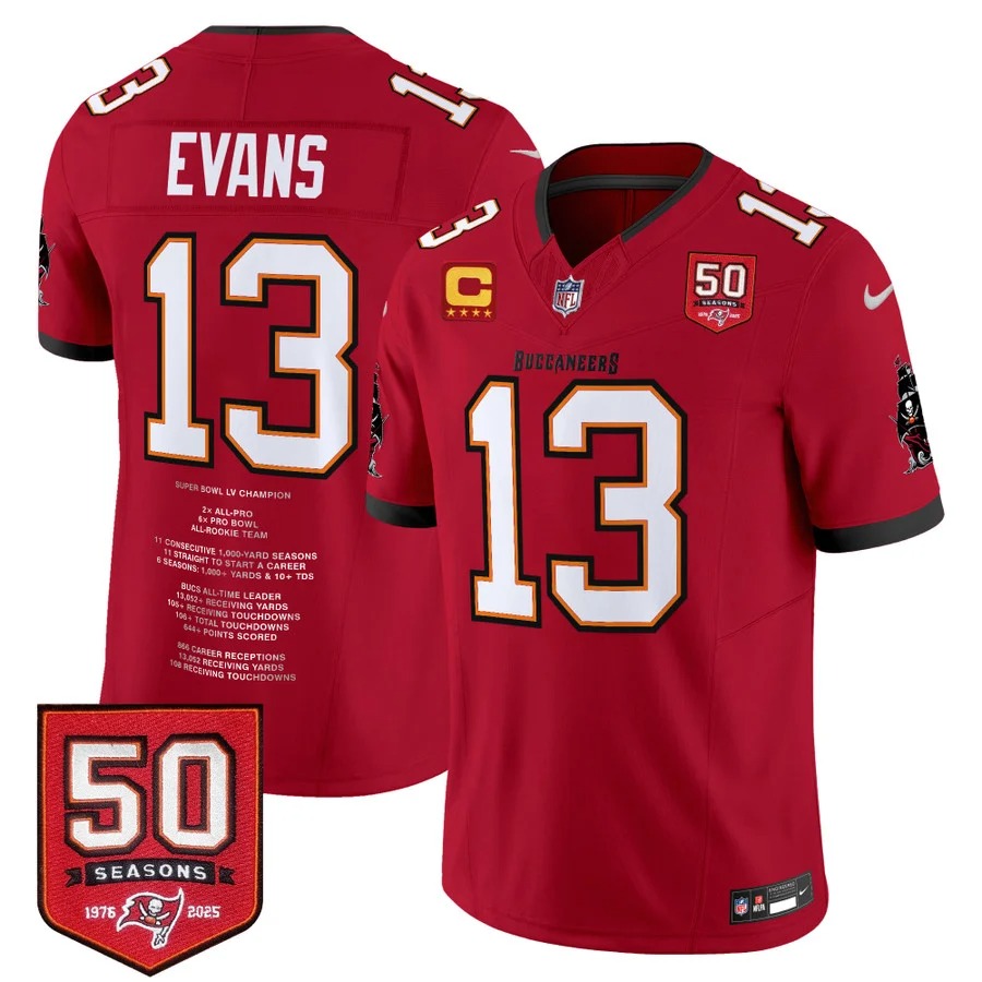 Men's Tampa Bay Buccaneers #13 Mike Evans Red F.U.S.E. 2026 'Franchise Legend' Vapor Limited Stitched Jersey