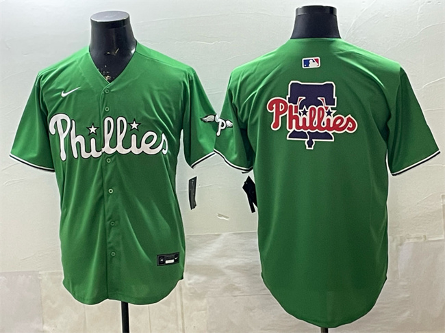 Men's Philadelphia Phillies Team Big Logo Green Limited Stitched Jersey