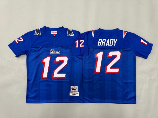 Youth New England Patriots #12 Tom Brady Blue 'MN' Throwback Stitched Jersey