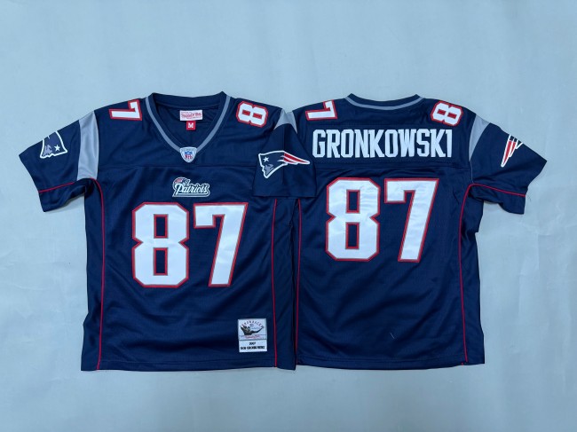Youth New England Patriots #87 Rob Gronkowski Navy 'MN' 2007 Throwback Stitched Jersey