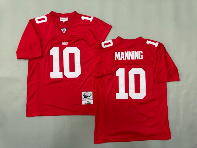 Men's New York Giants #10 Eli Manning Red 'MN' 2004 Throwback Jersey