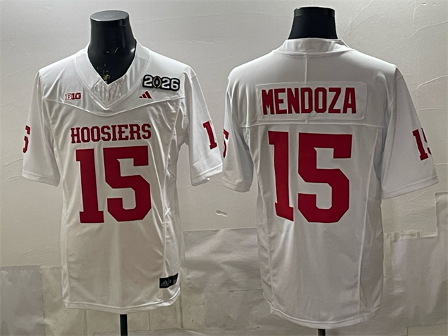 Men's Indiana Hoosiers #15 Fernando Mendoza White F.U.S.E. 2026 Patch Stitched Football Jersey