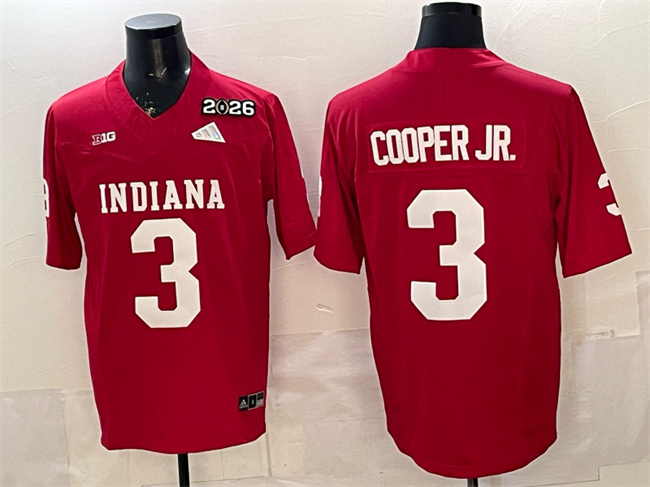 Men's Indiana Hoosiers #3 Omar Cooper Jr. Red F.U.S.E. 2026 Patch Stitched Football Jersey