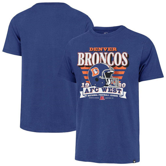 Men's Denver Broncos '47 Royal Stripe Splash Franklin Throwback T-Shirt