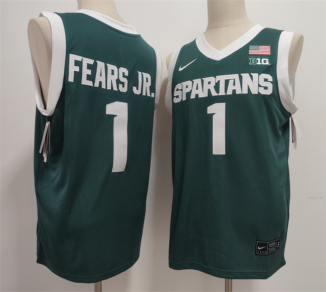 Men's Michigan State Spartans Green #1 Jeremy Fears Jr. Green Stitched Jersey