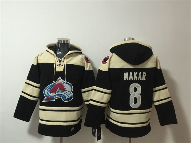 Men's Colorado Avalanche #8 Cale Makar Black All Stitched Sweatshirt Hoodie
