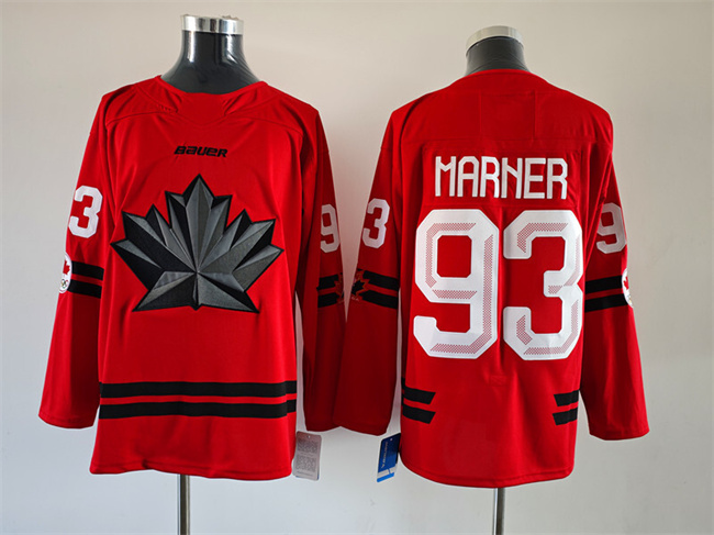 Men's Canada Hockey #93 Mitch Marner Red Stitched Jersey