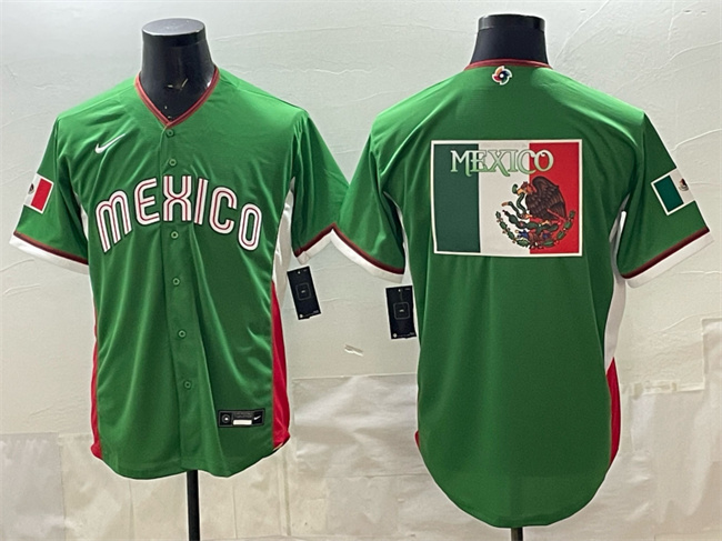 Men's Mexico Baseball Team Big Logo Green 2026 World Baseball Classic Home Stadium Stitched Baseball Jersey