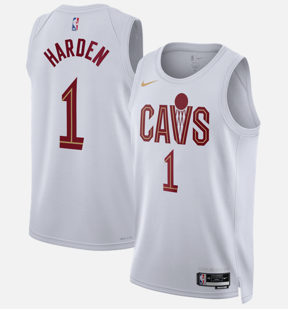 Men's Cleveland Cavaliers #1 James Harden White 2026 Association Edition Stitched Basketball Jersey
