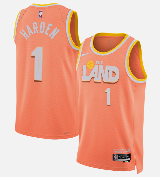 Men's Cleveland Cavaliers #1 James Harden Orange 2025-26 City Edition Stitched Basketball Jersey