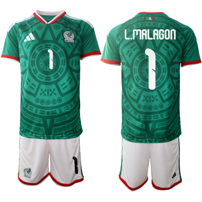 Men's Mexico Green #1 Luis ángel Malagón 2026 World Cup Home Soccer Jersey Suit