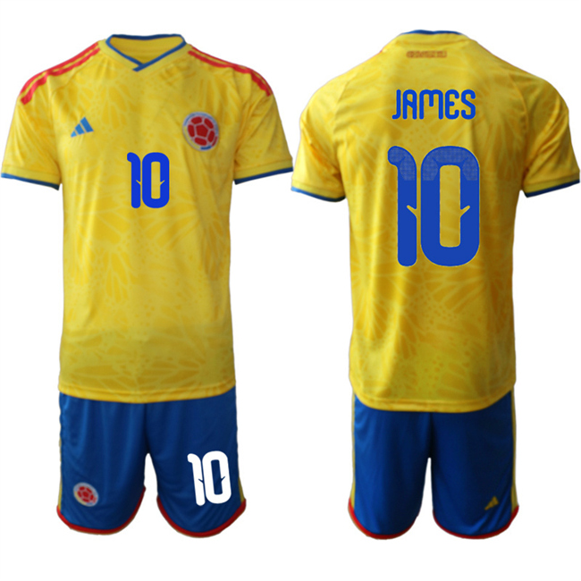 Men's Colombia Team #10 James Rodríguez Yellow 2026 World Cup Home Soccer Jersey Suit