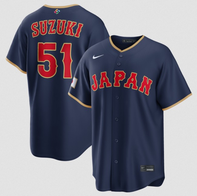 Men's Japan Baseball #51 Seiya Suzuki Navy 2026 World Baseball Classic Road Stadium Stitched Jersey
