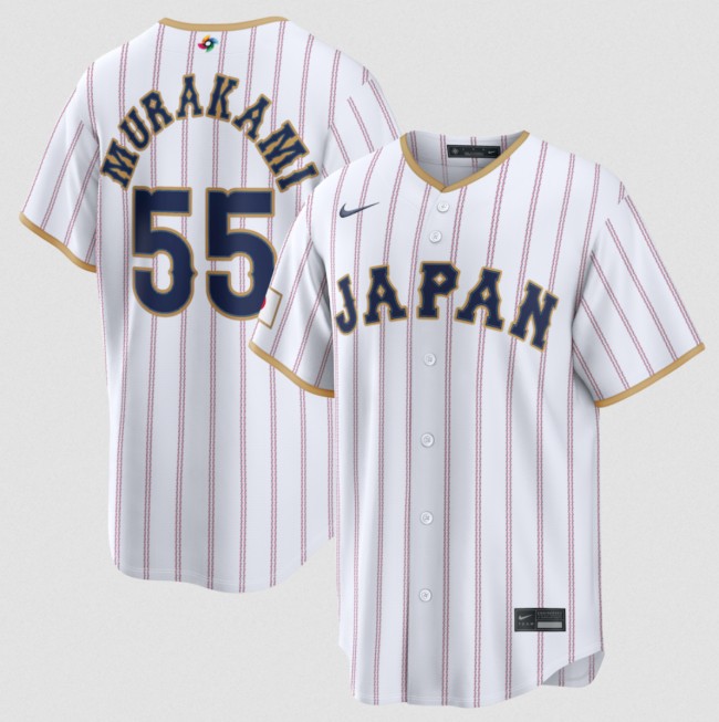 Men's Japan Baseball #55 Munetaka Murakami White 2026 World Baseball Classic Home Stadium Stitched Jersey