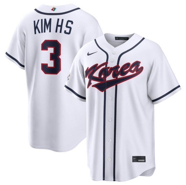 Men's Korea Baseball #3 Hyeseong Kim White 2026 World Baseball Classic Home Stadium Stitched Jersey