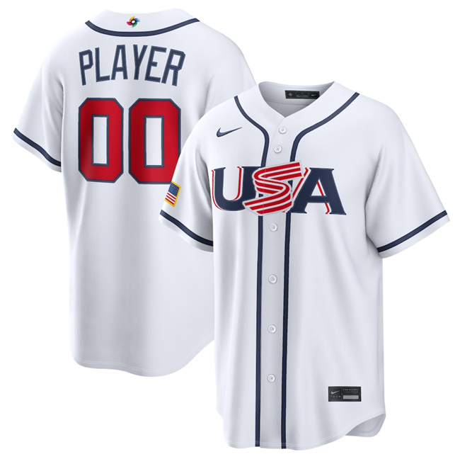 Men's USA Baseball ACTIVE PLAYER Custom White 2026 World Baseball Classic Home Stadium Stitched Jersey