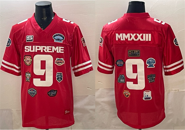Men's Supreme FW23 Week2 Red Football Championship Stitched Jersey