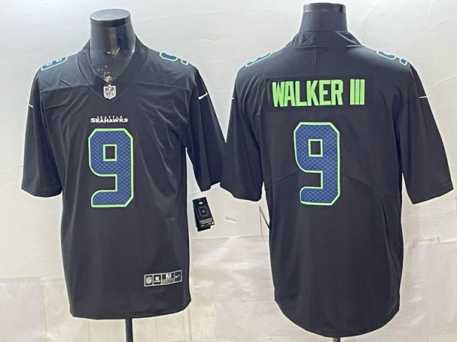 Men's Seattle Seahawks #9 Kenneth Walker III Black Carbon Fashion Vapor Untouchable Limited Stitched Football Jersey