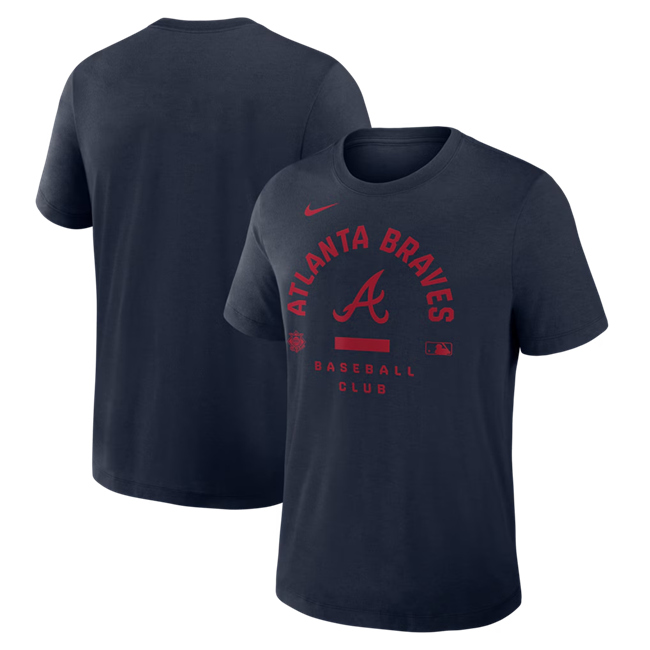 Men's Atlanta Braves Navy Collection Early Work Tri-Blend Dri-FIT T-Shirt