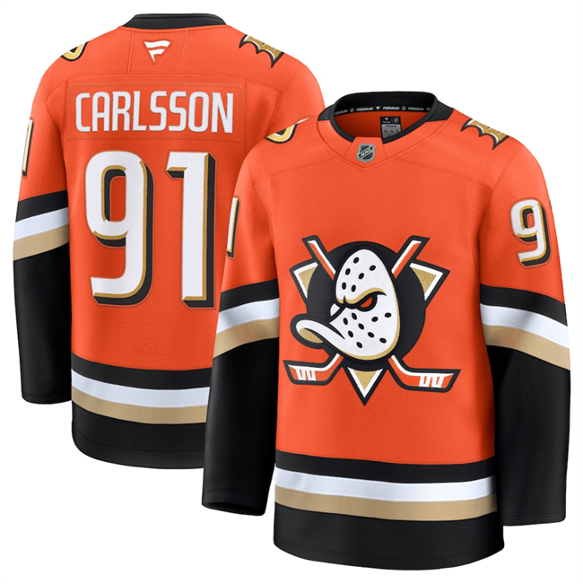 Men's Anaheim Ducks #91 Leo Carlsson Orange 2026 Home Stitched Hockey Jersey