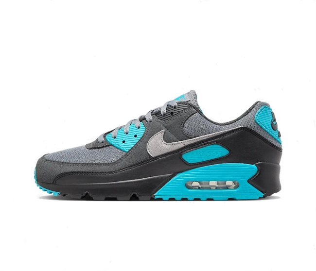 Men's Running weapon Air Max 90 Black-Grey-Blue Shoes 0114