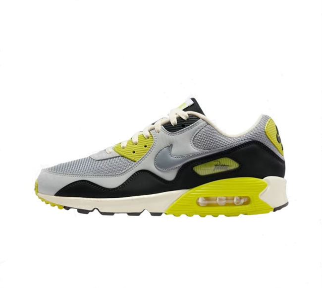 Women's Running weapon Air Max 90 Black-Grey-Yellow Shoes 083