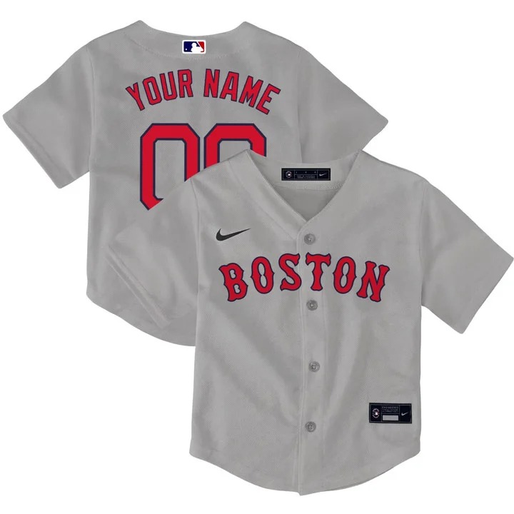 Toddlers Boston Red Sox Custom Grey Stitched Baseball Jersey