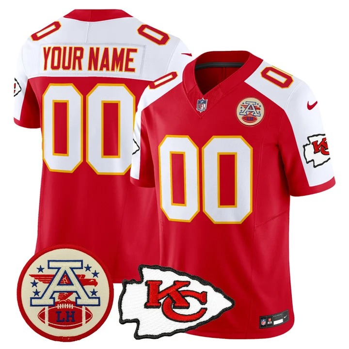 Kansas City Chiefs Custom Red White 2026 Lamar Hunt Patch F.U.S.E. Vapor Limited Stitched Football Jersey