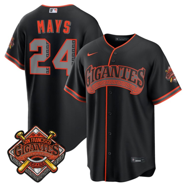Men's San Francisco Giants #24 Willie Mays Black 2026 Alternate Stadium Stitched Baseball Jersey