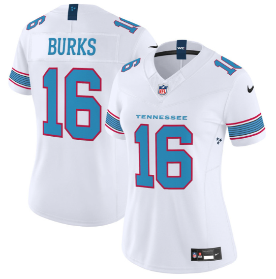Women's Tennessee Titans #16 Treylon Burks White 2026 F.U.S.E. Vapor Limited Stitched Football Jersey(Run Small)