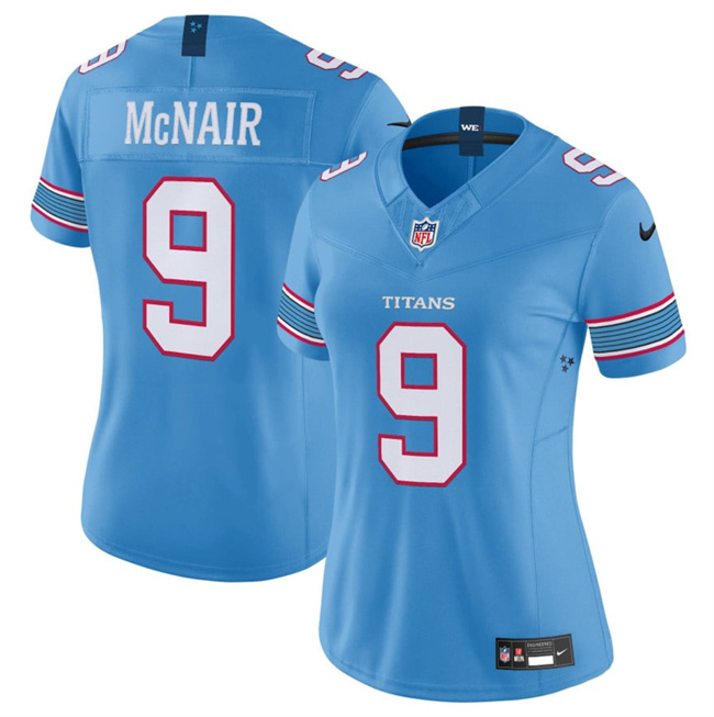 Women's Tennessee Titans #9 Steve McNair Light Blue 2026 F.U.S.E. Vapor Limited Stitched Football Jersey(Run Small)