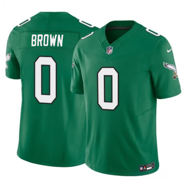 Men's Philadelphia Eagles #0 Hollywood Brown Kelly Green 2026 F.U.S.E. Throwback Vapor Untouchable Limited Stitched Football Jersey