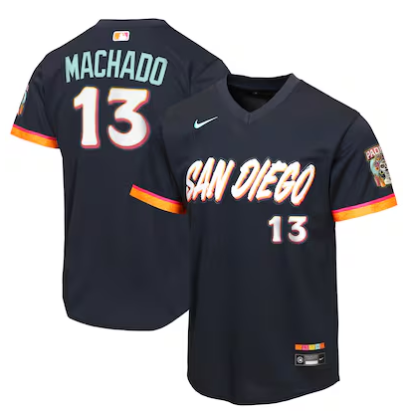 Youth San Diego Padres #13 Manny Machado Obsidian 2026 City Connect Stadium Stitched Baseball Jerse