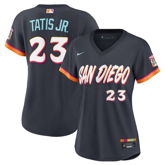 Women's San Diego Padres #23 Fernando Tatis Jr. Obsidian 2026 City Connect Stadium Stitched Baseball Jersey(Run Small)