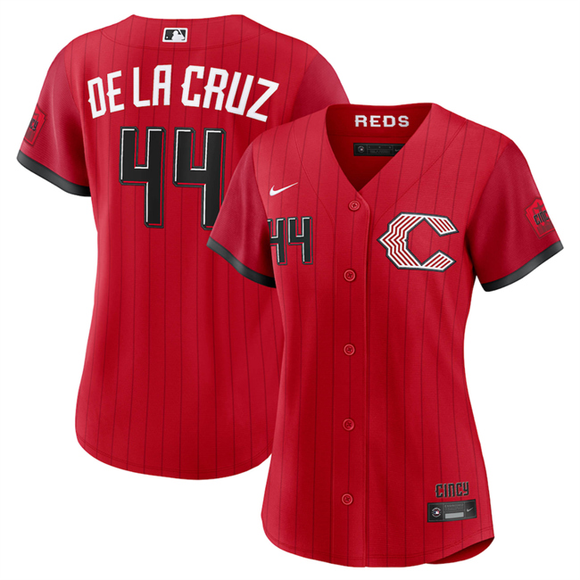 Women's Cincinnati Reds #44 Elly De La Cruz Red 2026 City Connect Stadium Stitched Baseball Jersey(Run Small)