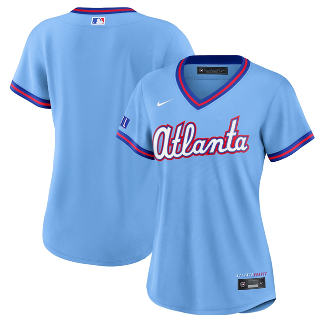 Women's Atlanta Braves Blank Powder Blue 2026 City Connect Stadium Stitched Baseball Jersey(Run Small)