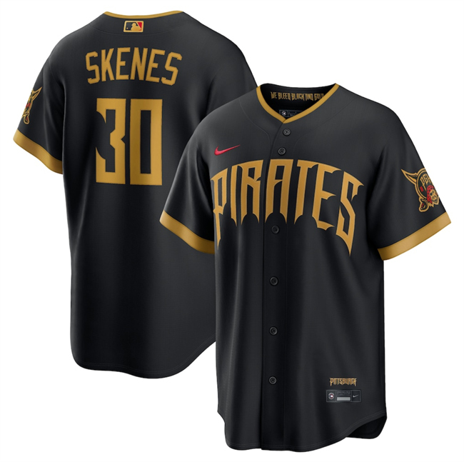 Men's Pittsburgh Pirates #30 Paul Skenes Black 2026 City Connect Stadium Stitched Baseball Jersey
