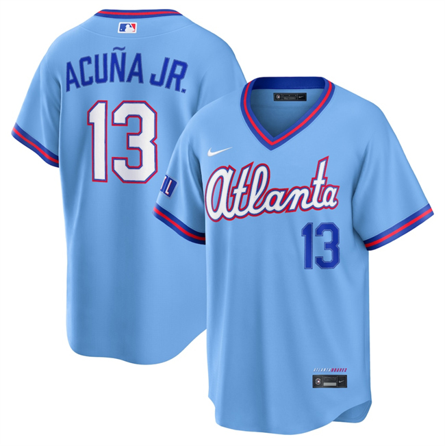 Men's Atlanta Braves #13 Ronald Acuna Jr. Powder Blue 2026 City Connect Stadium Stitched Baseball Jersey