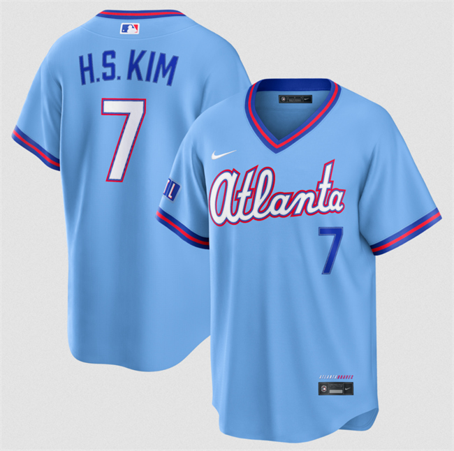 Men's Atlanta Braves #7 Ha-Seong Kim Powder Blue 2026 City Connect Stadium Stitched Baseball Jersey