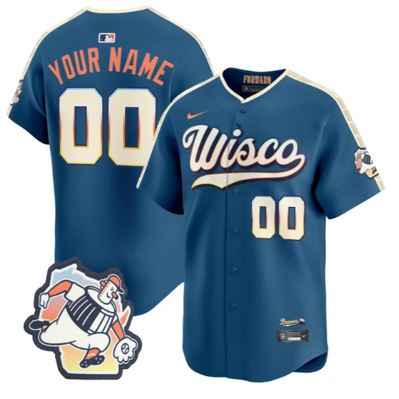 Men's & Women's & Youth Milwaukee Brewers Custom Mineral Blue 2026 City Connect Stadium Stitched Baseball Jersey