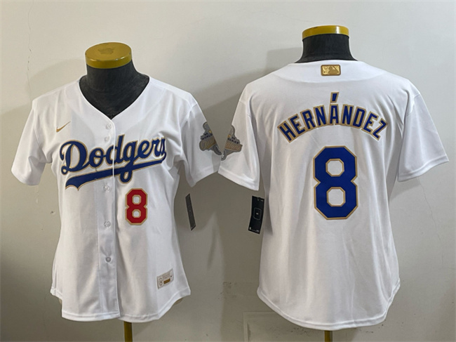 Youth Los Angeles Dodgers #8 Enrique Hernandez White 2026 Gold Collection Stadium Stitched Baseball Jersey