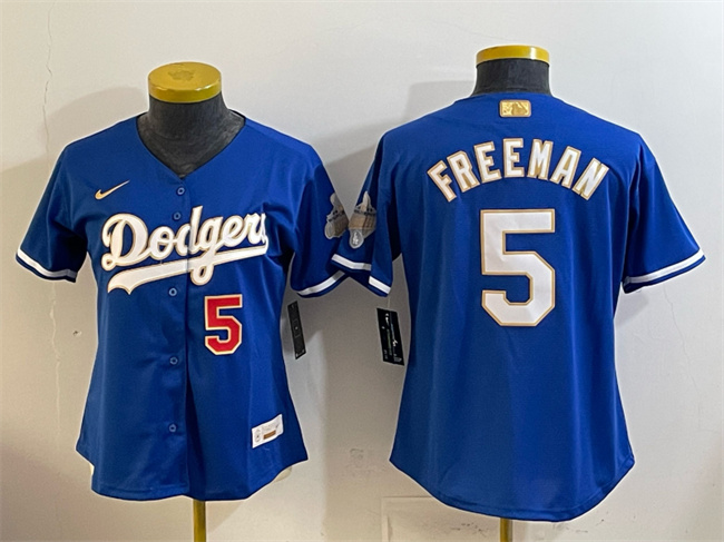 Youth Los Angeles Dodgers #5 Freddie Freeman Royal 2026 Alternate Gold Collection Stadium Stitched Baseball Jersey