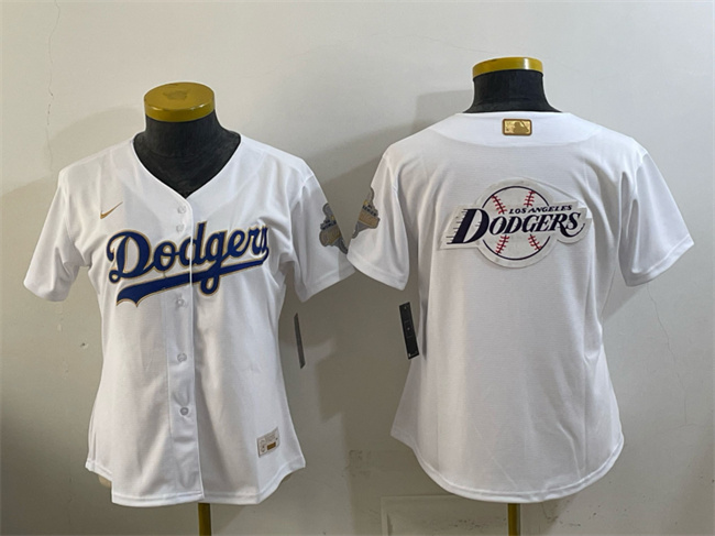 Women's Los Angeles Dodgers Team Big Logo White 2026 Gold Collection Stadium Stitched Baseball Jersey(Run Small)