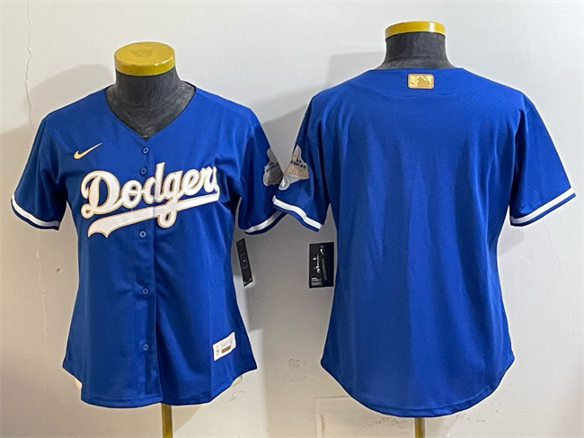 Women's Los Angeles Dodgers Blank Royal 2026 Alternate Gold Collection Stadium Stitched Baseball Jersey(Run Small)