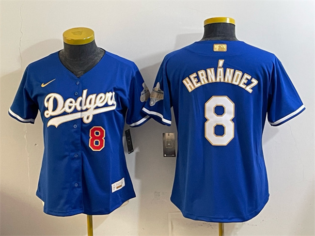 Women's Los Angeles Dodgers #8 Enrique Hernández Royal 2026 Alternate Gold Collection Stadium Stitched Baseball Jersey(Run Small)