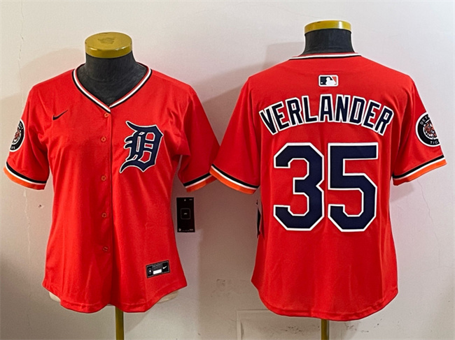 Women's Detroit Tigers #35 Justin Verlander Orange 2026 Alternate Vapor Premier Limited Stitched Baseball Jersey(Run Small)