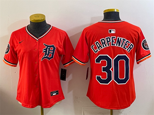 Women's Detroit Tigers #30 Kerry Carpenter Orange 2026 Alternate Vapor Premier Limited Stitched Baseball Jersey(Run Small)