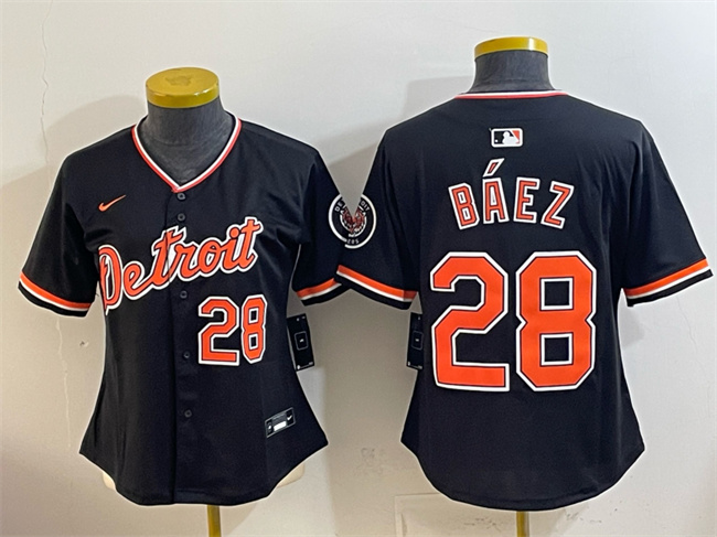 Women's Detroit Tigers #28 Javier Baez Black 2026 Alternate Vapor Premier Limited Stitched Baseball Jersey(Run Small)